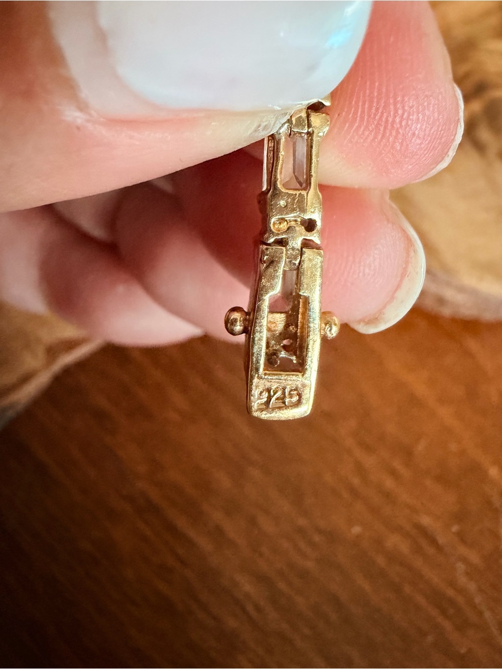 Source Unknown Gold Tone over Sterling Silver Bracelet with Clear Stones - Picture 4 of 4